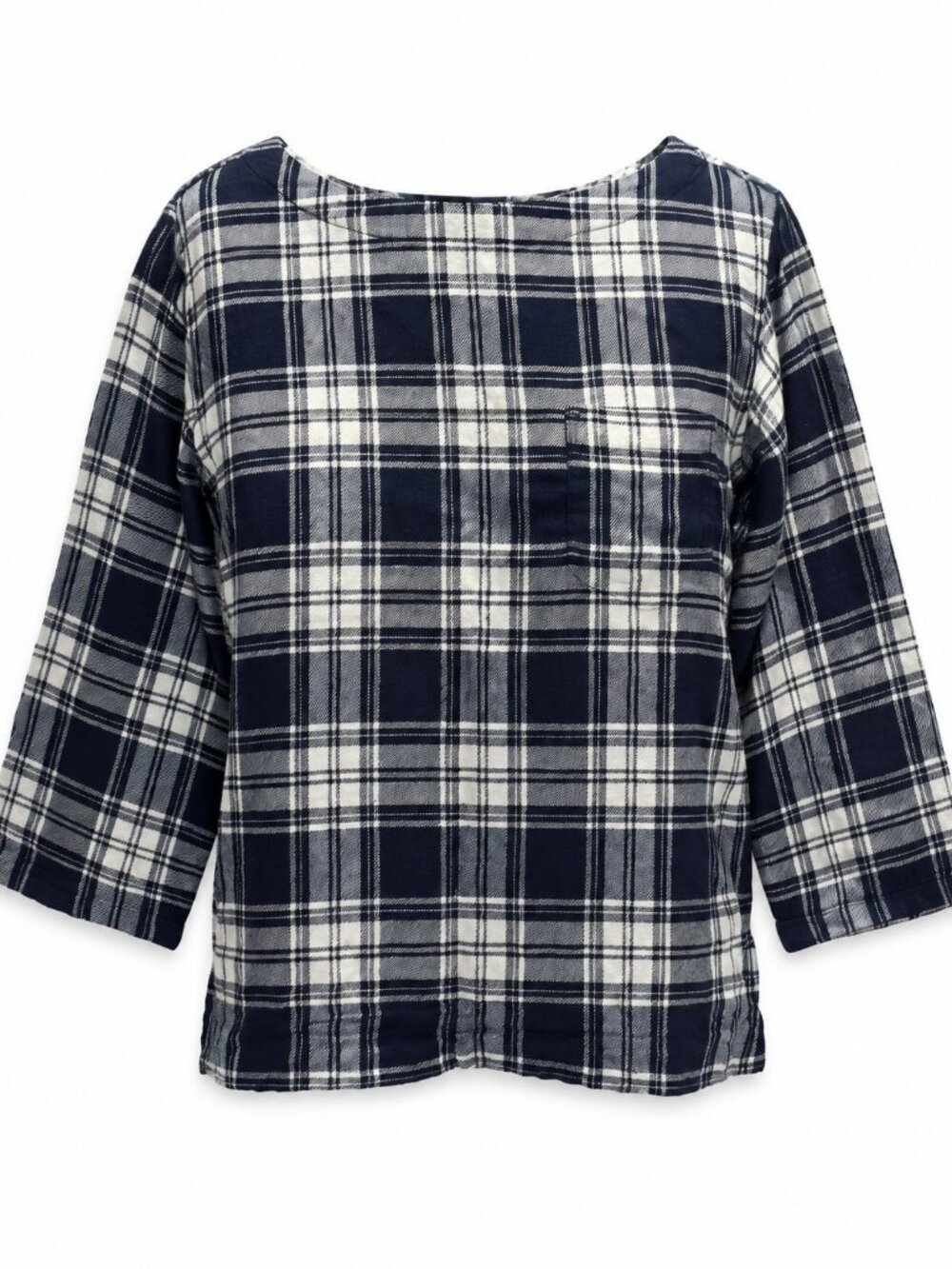 Madewell Navy Plaid Long Sleeve Top Size XS